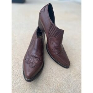 Cowboy Boots Whimsigoth Western Grunge Dark Brown Leather Pointed Toe Shoes Sz 9